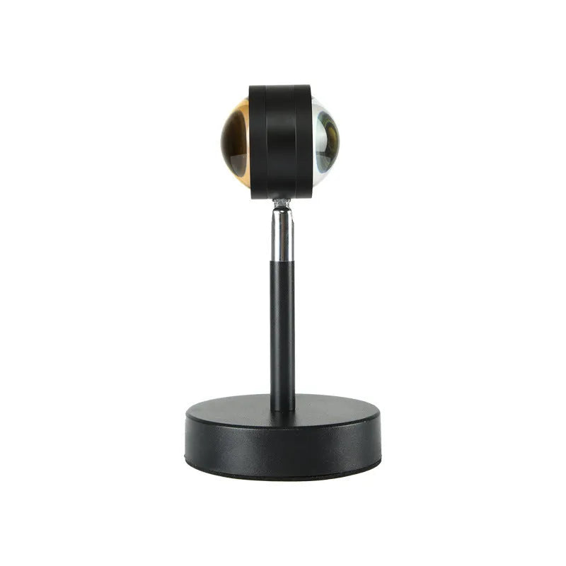 Black USB dual-head sunset rainbow projection table lamp with touch control