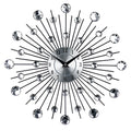 Silver European round wall clock with 33cm diameter metal casing and aluminium dial