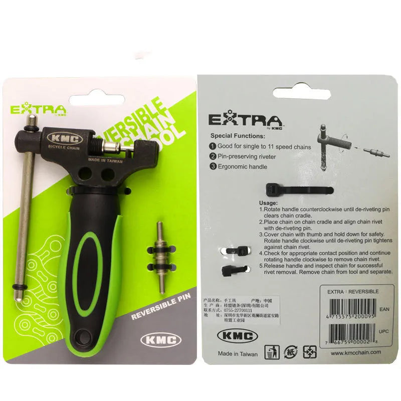 Green steel bicycle chain cutter with double shaft chaining device for 0 type bike chains