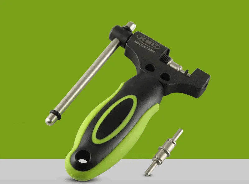 Green steel bicycle chain cutter with double shaft chaining device for 0 type bike chains