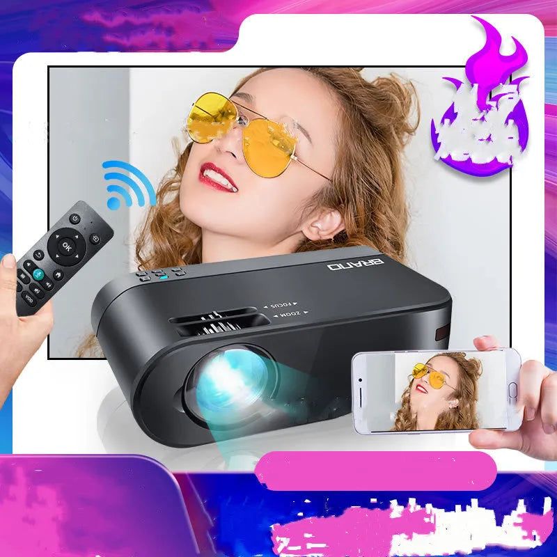 Android WiFi wireless projector with 8K Blu-ray lens and voice control system
