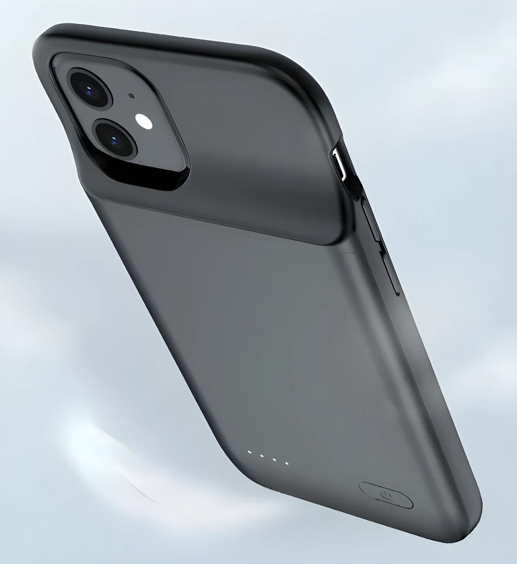 Black back clip battery for iPhone 12 with ultra-thin TPU soft bag design and clip attachment