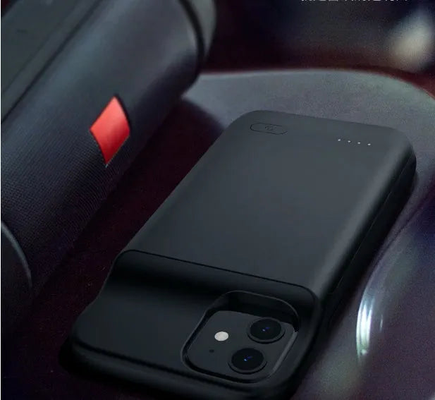 Black back clip battery for iPhone 12 with ultra-thin TPU soft bag design and clip attachment