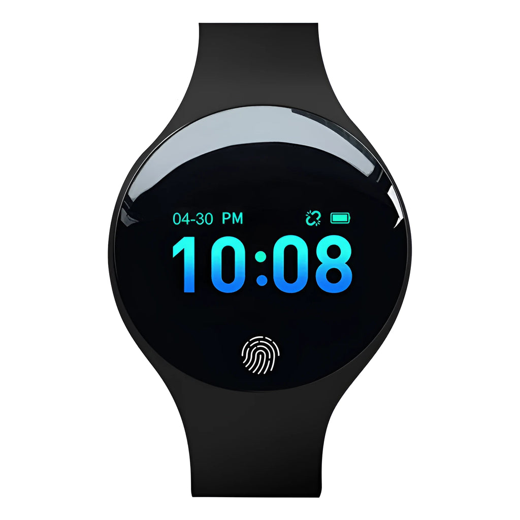 Smart watch with 0.66-inch screen showing Bluetooth connectivity and pedometer functions