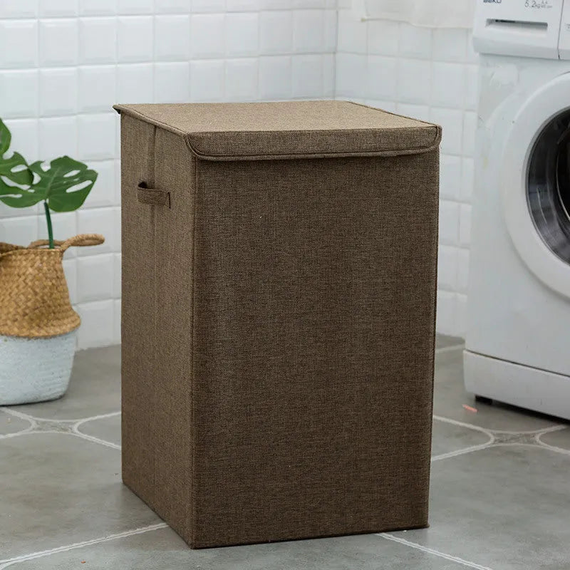 Washable cotton linen clothes sorting box with covered design for laundry storage