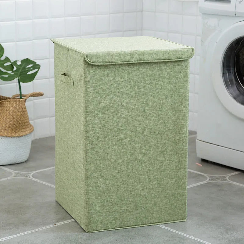 Washable cotton linen clothes sorting box with covered design for laundry storage