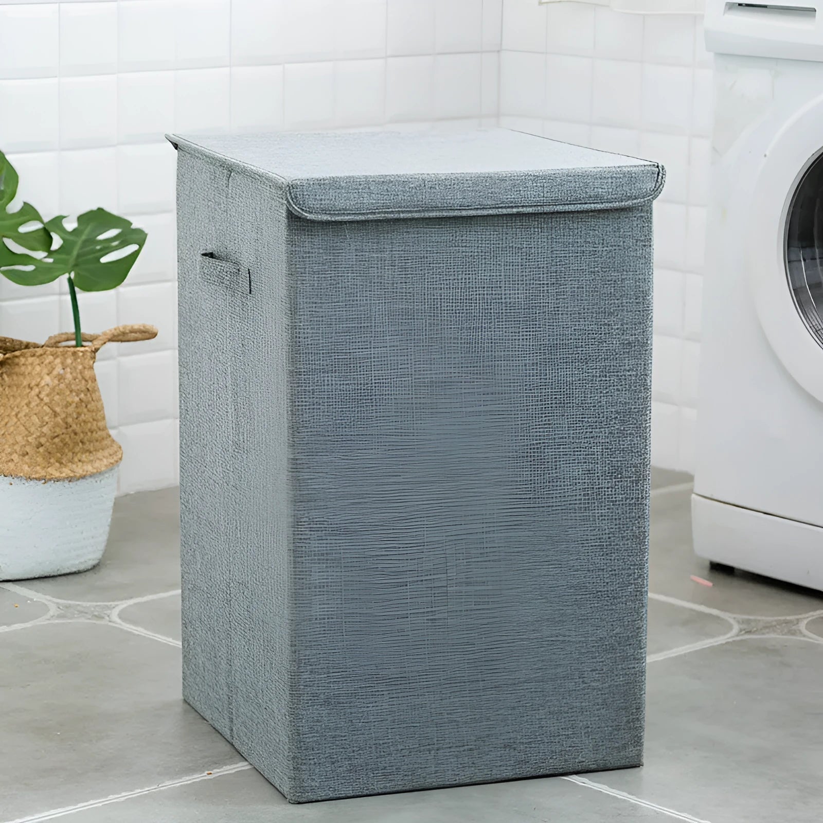 Washable cotton linen clothes sorting box with covered design for laundry storage