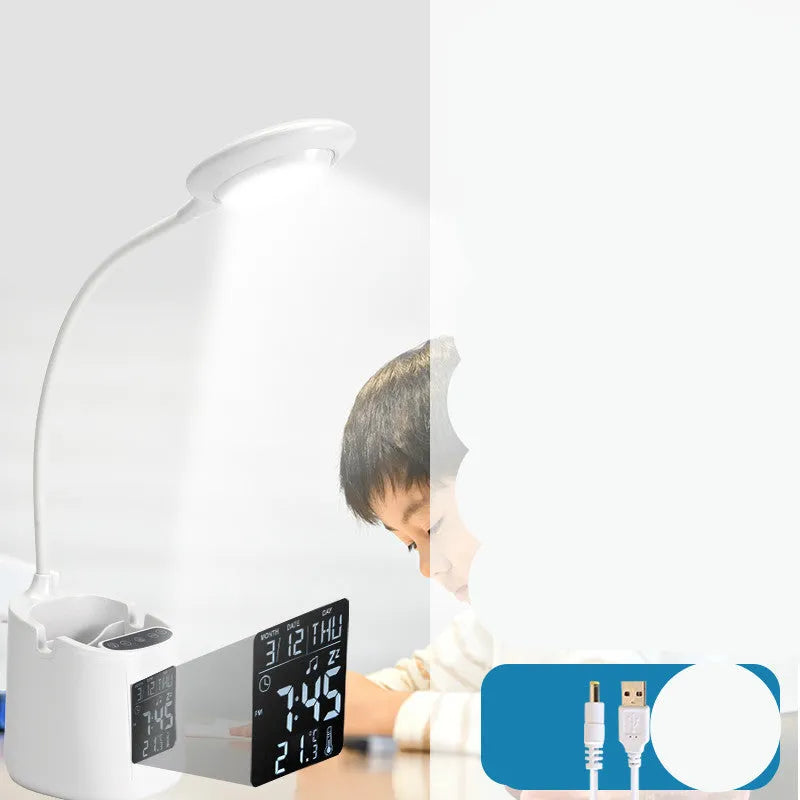 White USB desk lamp with touch switch for study environments