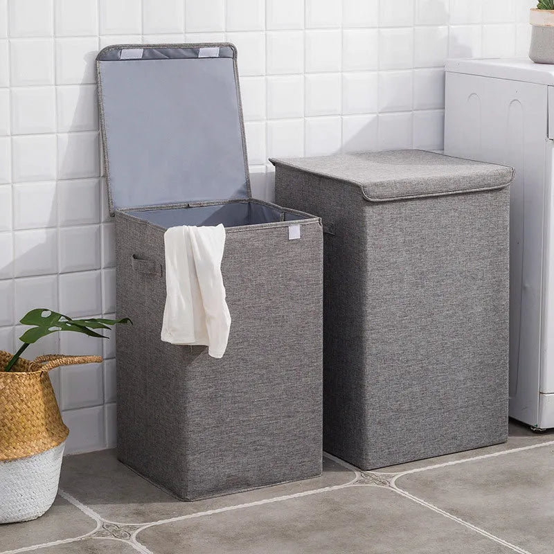 Washable cotton linen clothes sorting box with covered design for laundry storage