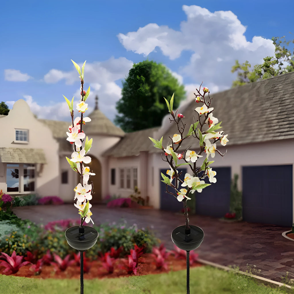 Solar ground-inserted cherry firework string light for outdoor garden decoration