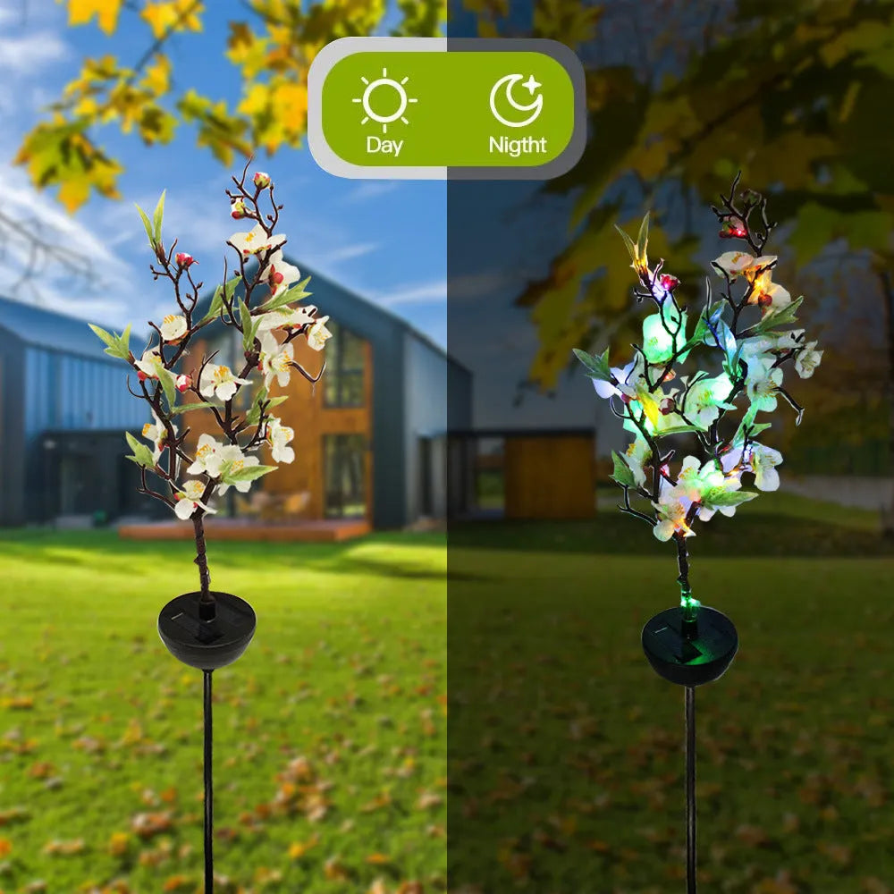 Solar ground-inserted cherry firework string light for outdoor garden decoration