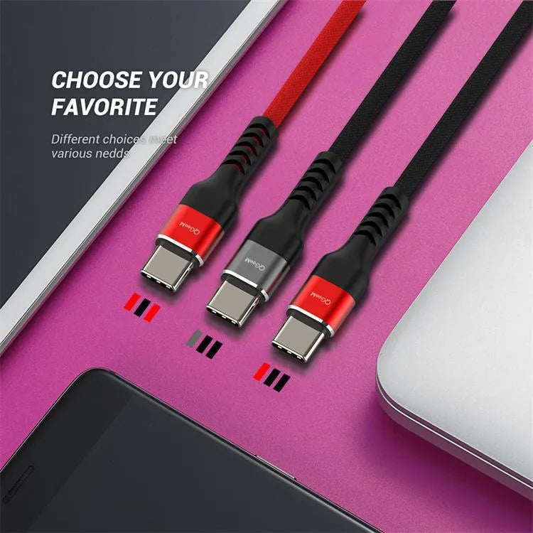 USB A to Type-C fast charge data cable for Android phones in multiple lengths and colour combinations