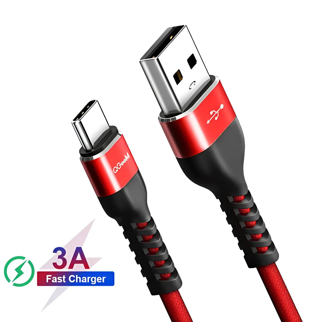 USB A to Type-C fast charge data cable for Android phones in multiple lengths and colour combinations