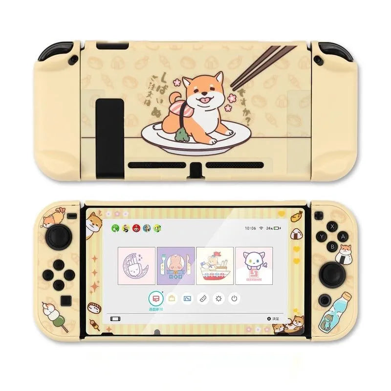 Nintendo Switch Lite protective case with PC hard front, silicone back grip, and waterproof controller sleeves