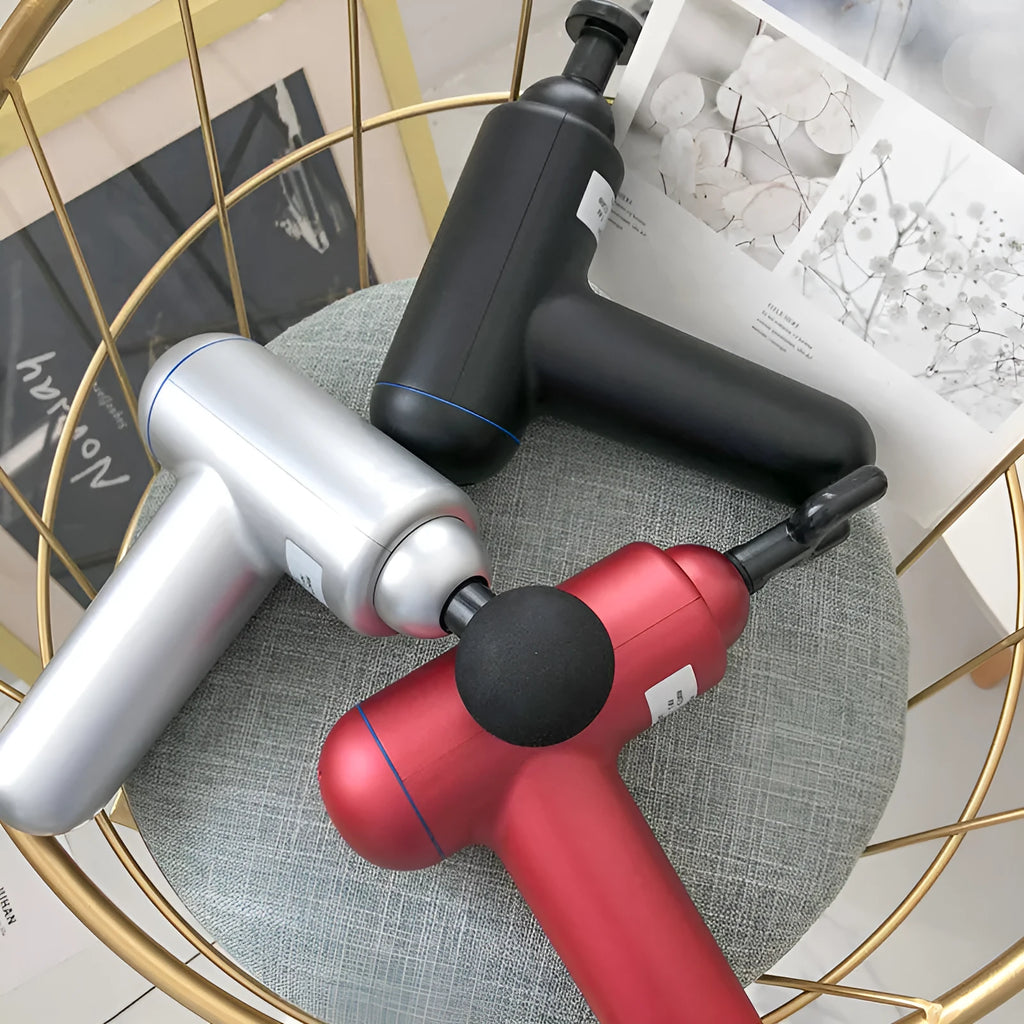 God Fascia Gun muscle massager in choice of grey, red or black colours with USB charging port