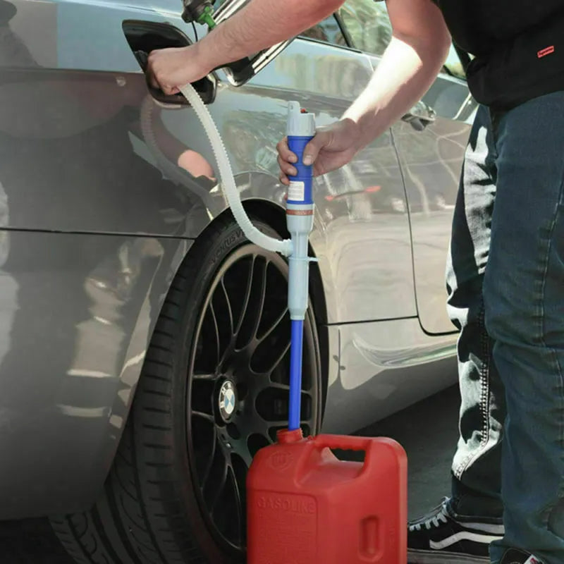 Blue manual siphon hand pump for fuel oil gasoline transfer with polypropylene construction