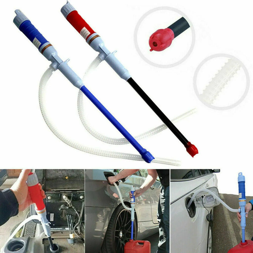 Blue manual siphon hand pump for fuel oil gasoline transfer with polypropylene construction