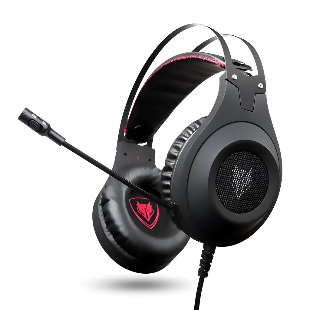 Black wired computer headset with USB plug and over-ear design for desktop and notebook PCs