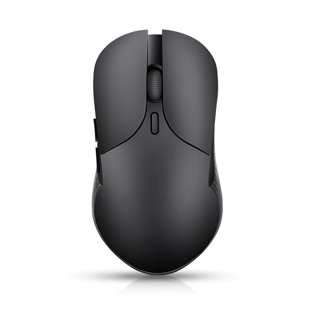 Blue Smart Voice Mouse with 2.4G wireless receiver and voice control button on a desk.