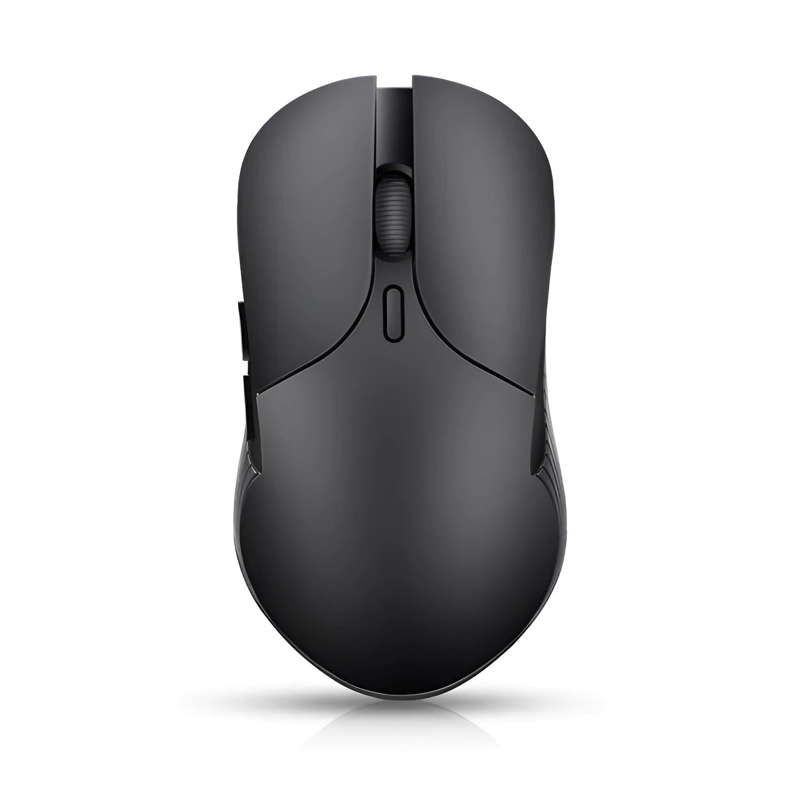 Blue Smart Voice Mouse with 2.4G wireless receiver and voice control button on a desk.