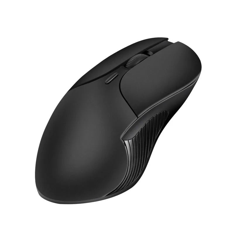 Blue Smart Voice Mouse with 2.4G wireless receiver and voice control button on a desk.