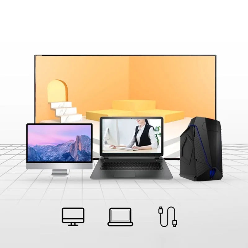 Blue Smart Voice Mouse with 2.4G wireless receiver and voice control button on a desk.