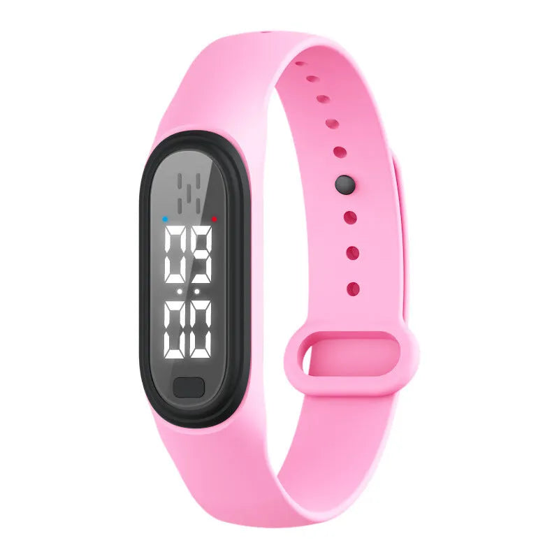 Ultrasonic electronic mosquito repellent bracelet in black, white, blue, and pink colours.