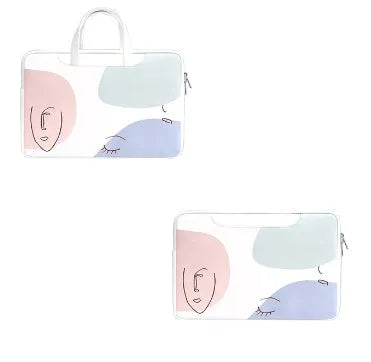 Blue PU leather laptop bag for 15.6 inch notebooks with a soft handle and zipper.
