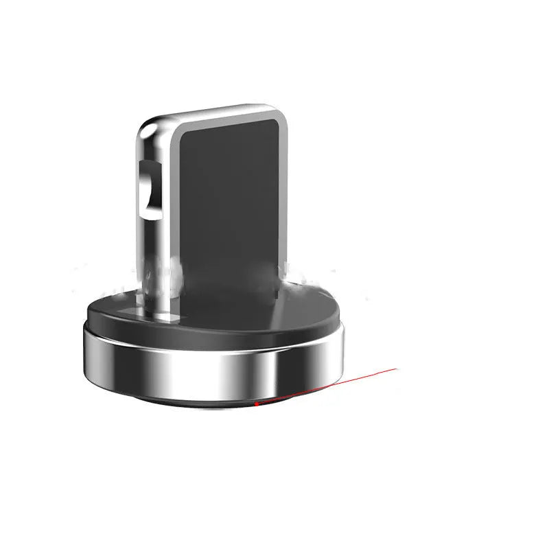 Black magnetic rotating charging cable with interchangeable Apple, Micro USB and Type-C magnetic heads