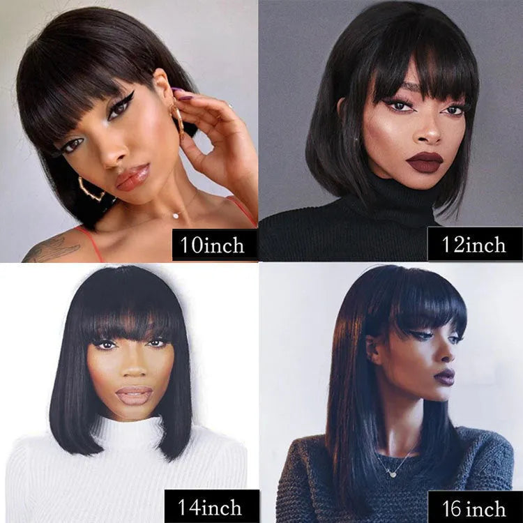 Unice Hair 10 inch black human hair wig for women with medium length