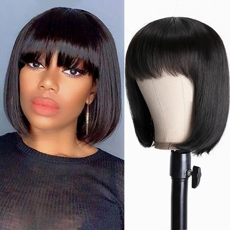 Unice Hair 10 inch black human hair wig for women with medium length