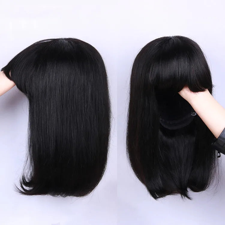 Unice Hair 10 inch black human hair wig for women with medium length