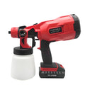 Blue cordless paint spray gun with watering can and lithium battery