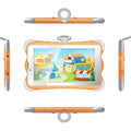7-inch children's learning tablet in cartoon colours with a stand, showing the screen and 3G call function.