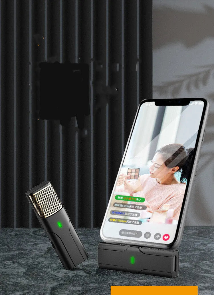 Black wireless lavalier microphone with Type-C cable for live broadcasts and video recording