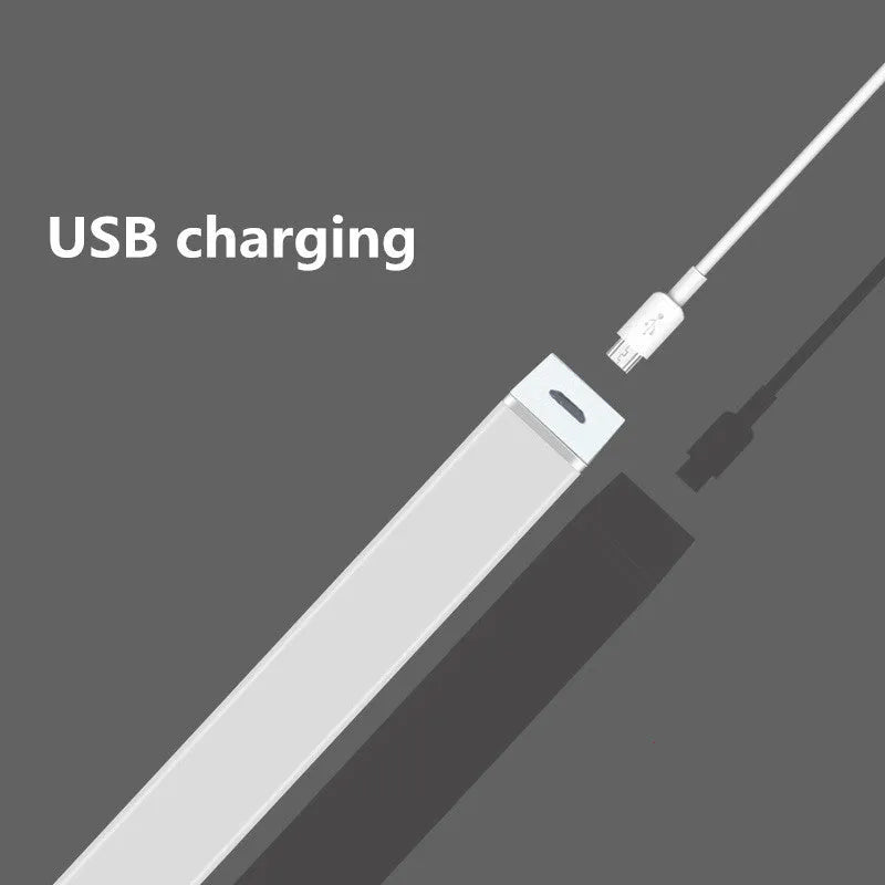 Aluminium magnetic LED closet light with motion sensor and USB charging port.