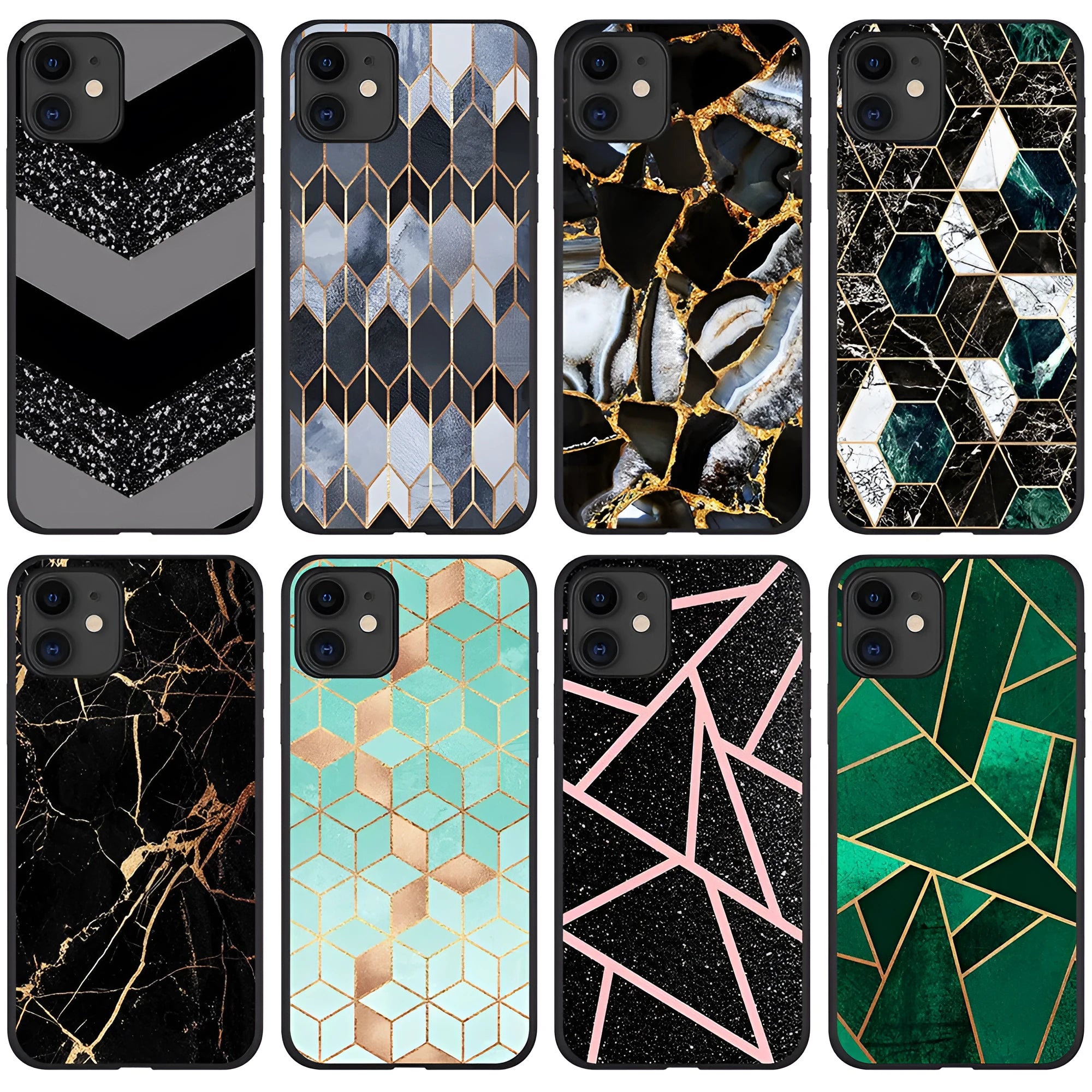 Marble pattern dual-layer iPhone case shown on iPhone 11 Pro Max
