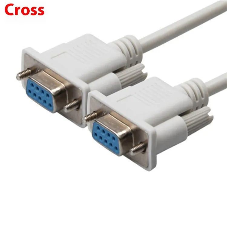 Milky white RS232 serial cable with DB9 female connectors on both ends, 1.5 metres long