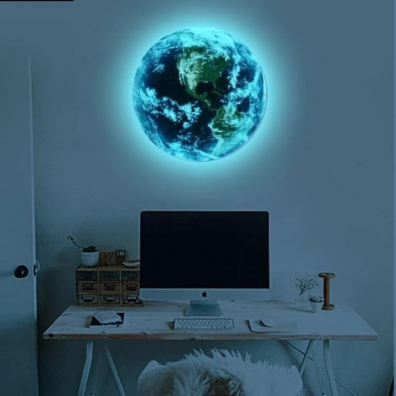Glow in the dark Earth planet wall sticker in 10cm, 20cm and 30cm diameter sizes.