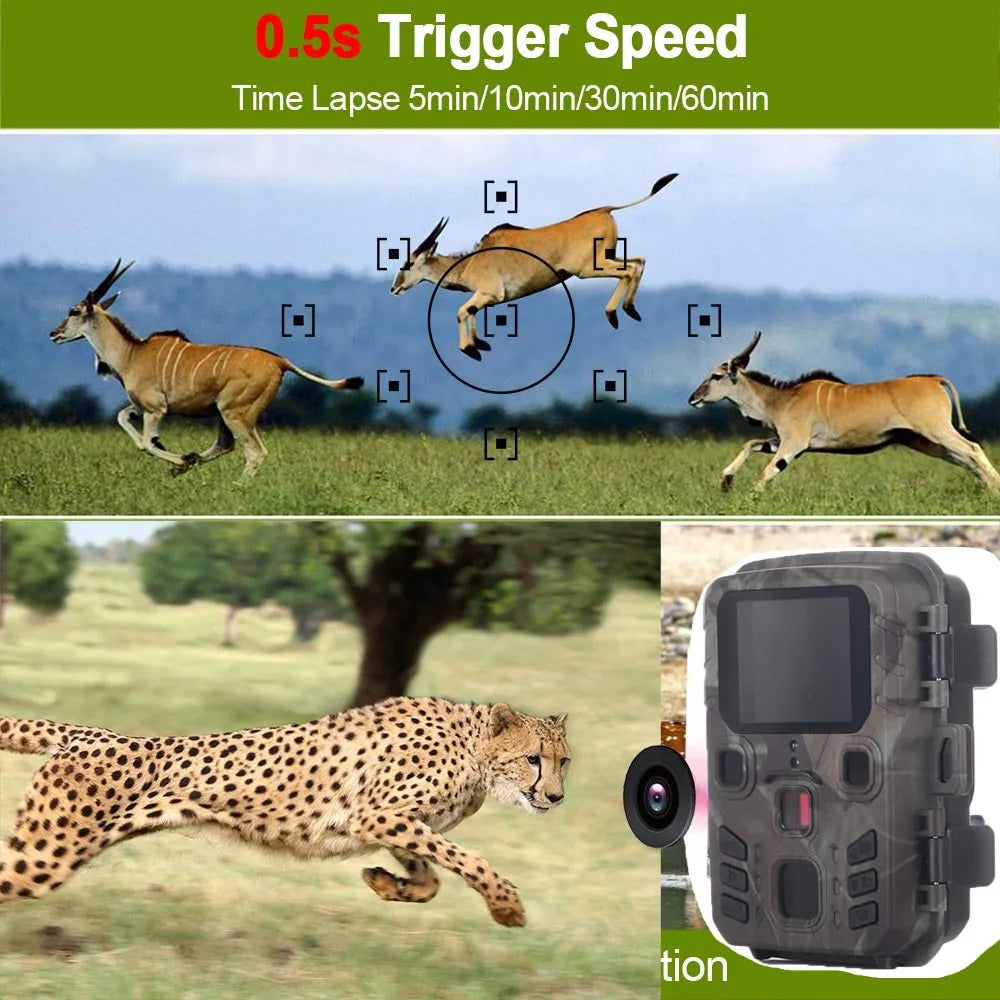 Black monitoring infrared night vision device with 12MP resolution and TF Card storage