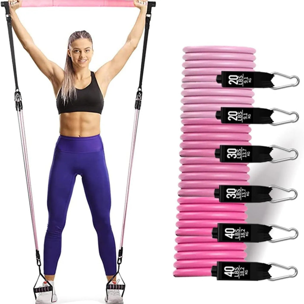 Yoga gymnastic bar resistance band pull rope set with 180 pounds TPE tension rope