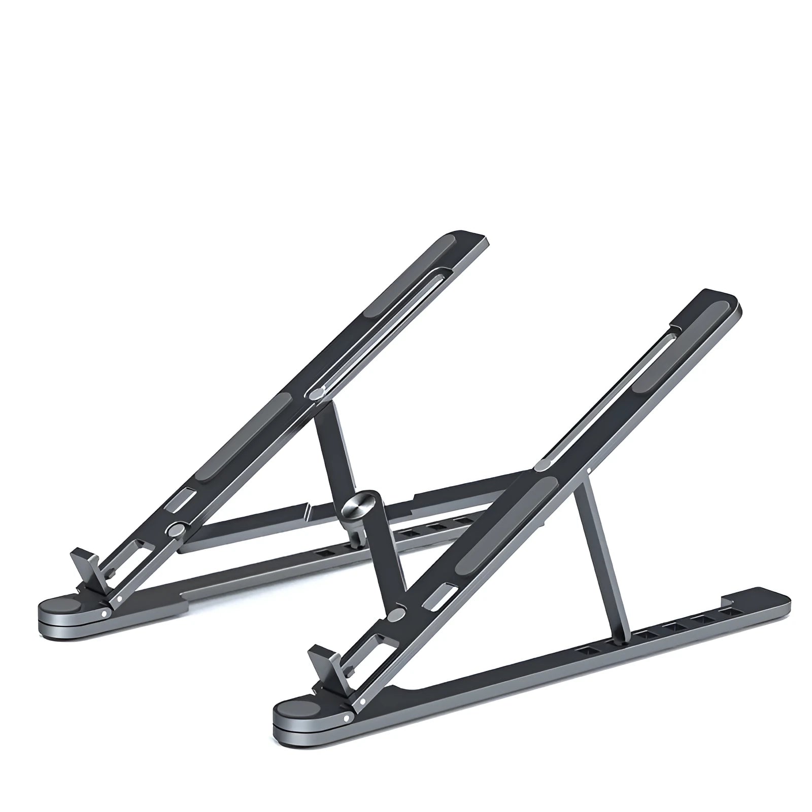 Foldable aluminum alloy laptop stand adjustable height for MacBook and tablets in deep grey