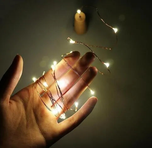 Flexible copper wire LED string lights with bottle stopper for wine bottle decoration