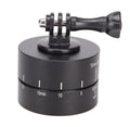 360-degree auto rotate camera tripod head base on a tripod with a GoPro camera attached