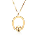 Stainless steel necklace with geometric pendant on adjustable bead chain