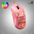 Free Wolf X2 dual-mode wireless gaming mouse with RGB lighting in black, green, pink, white, and yellow colour options