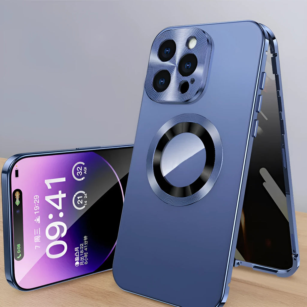 Magnetic iPhone case with anti-peep metal clip in assorted colours for iPhone 12 to 15 models