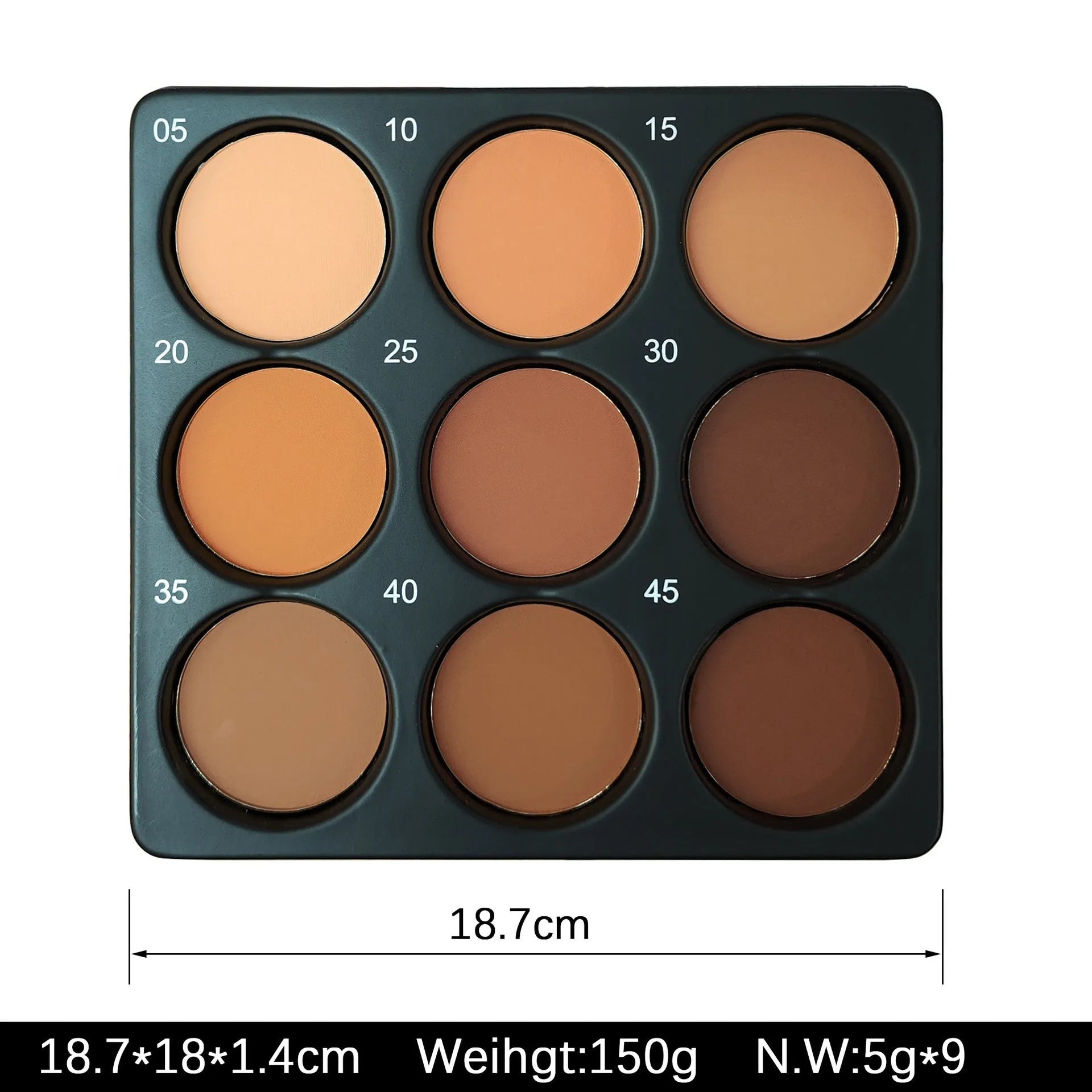 Dark matte makeup palette with 9 colour eyeshadows and repair disk