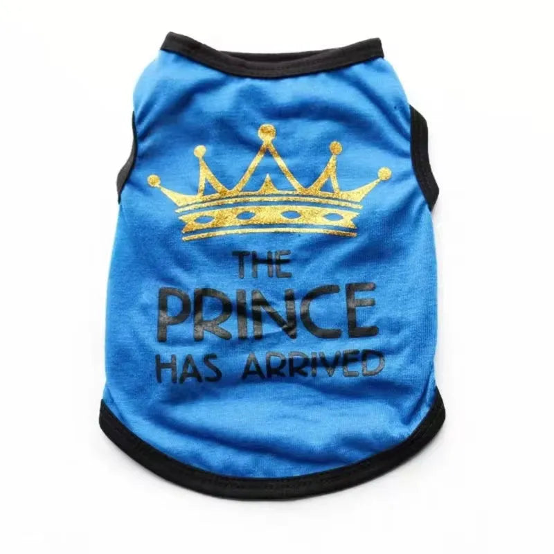A casual style cotton vest for a puppy, shown in one of the available colours such as blue, grey, pink, or black.