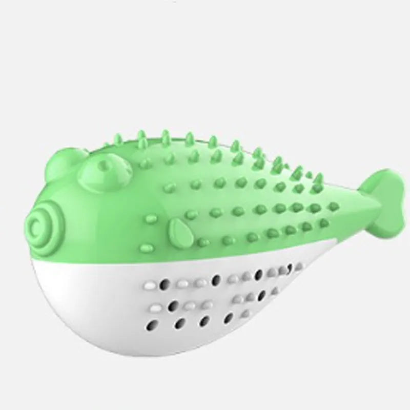 Blue silicone fish-shaped cat chew toy for pet chewing and playing activities